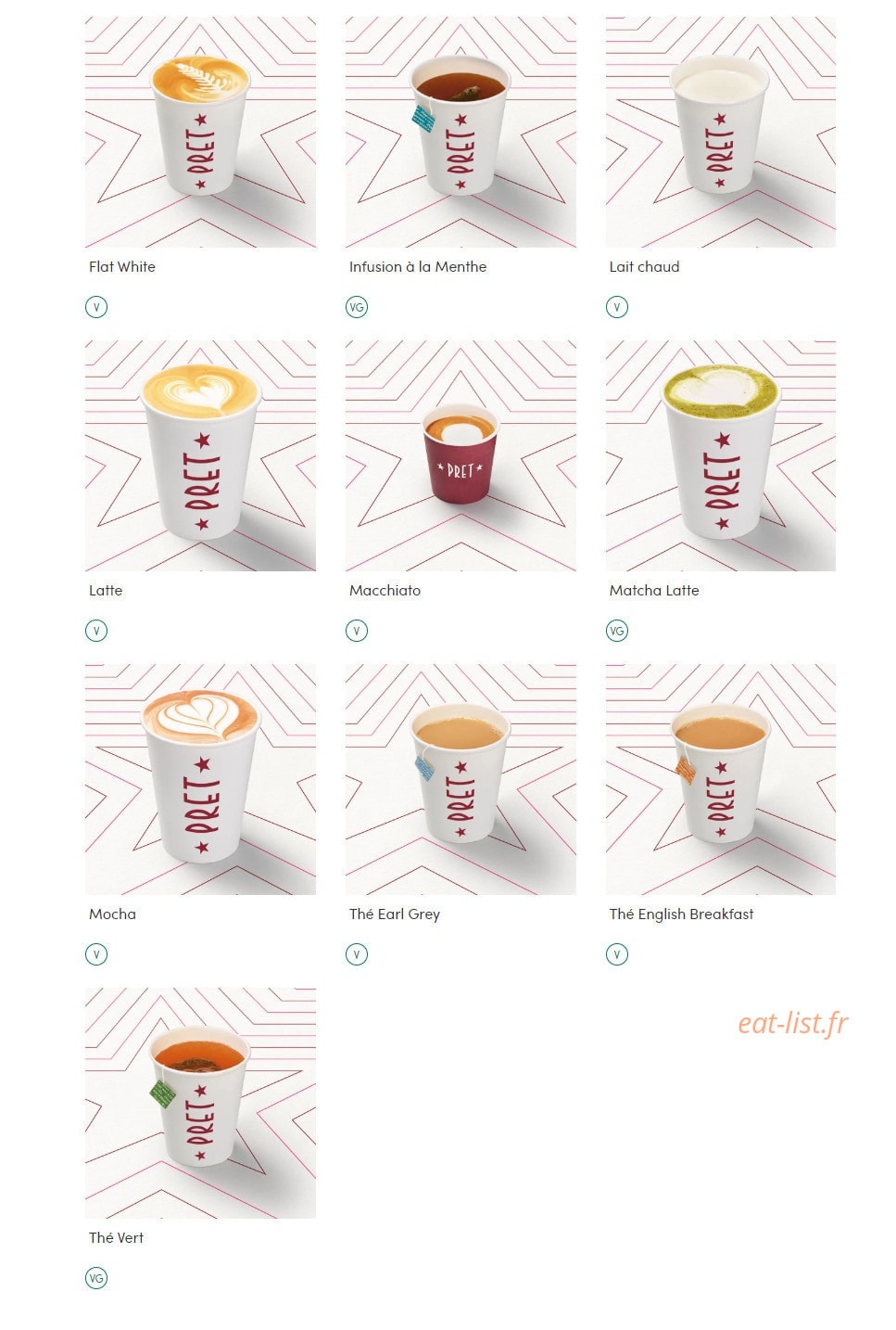 Pret A Manger — carte page 17