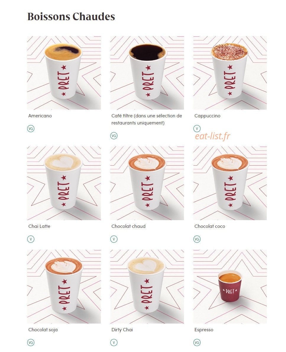 Pret A Manger — carte page 16