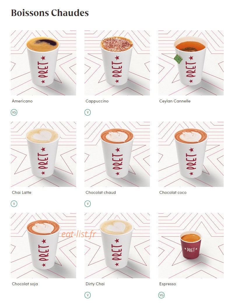 Pret A Manger — carte page 15