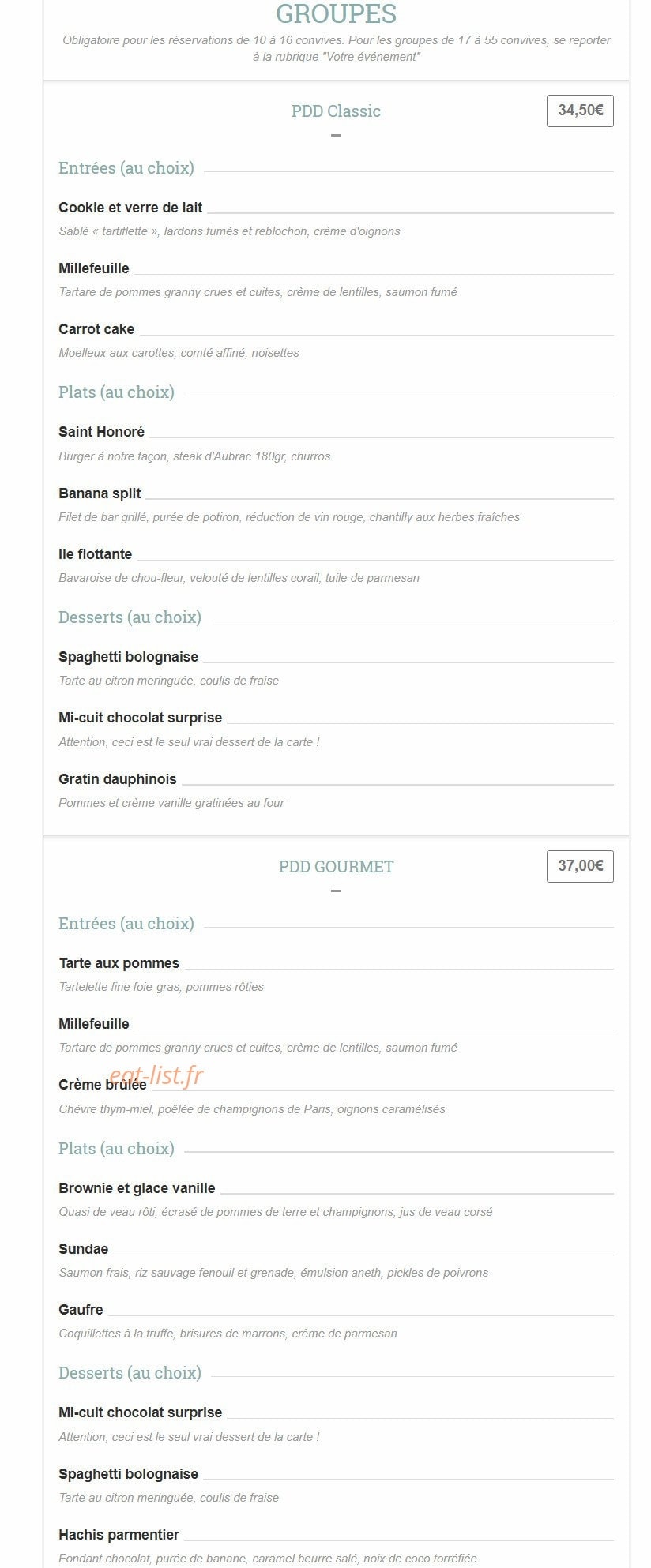 Privé de Dessert — carte page 3