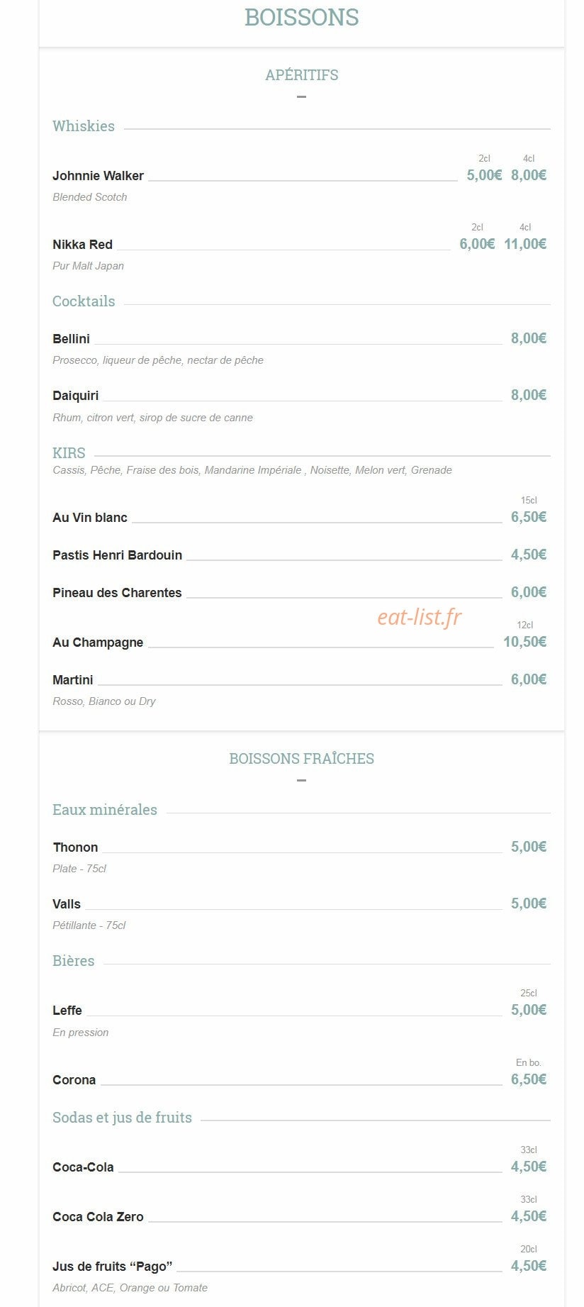 Privé de Dessert — carte page 5