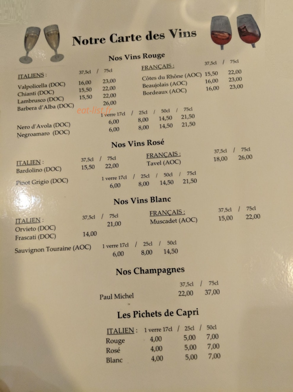 Restaurant Capri — carte page 4