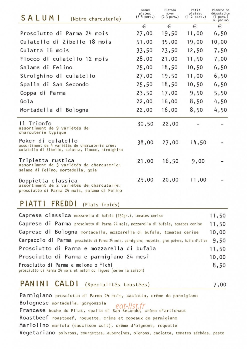 Salsamenteria di Parma — carte page 3