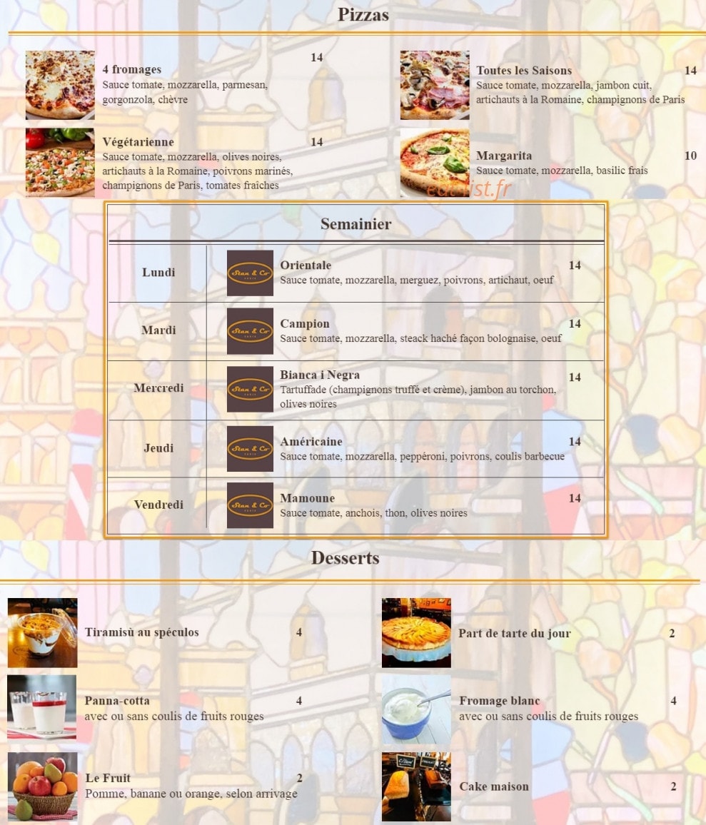Stan & Co — carte page 1