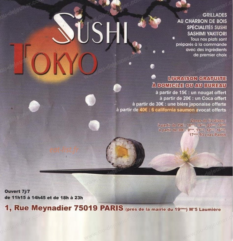 Sushi Tokyo — carte page 1