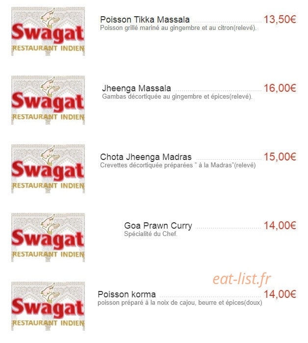 Swagat — carte page 16