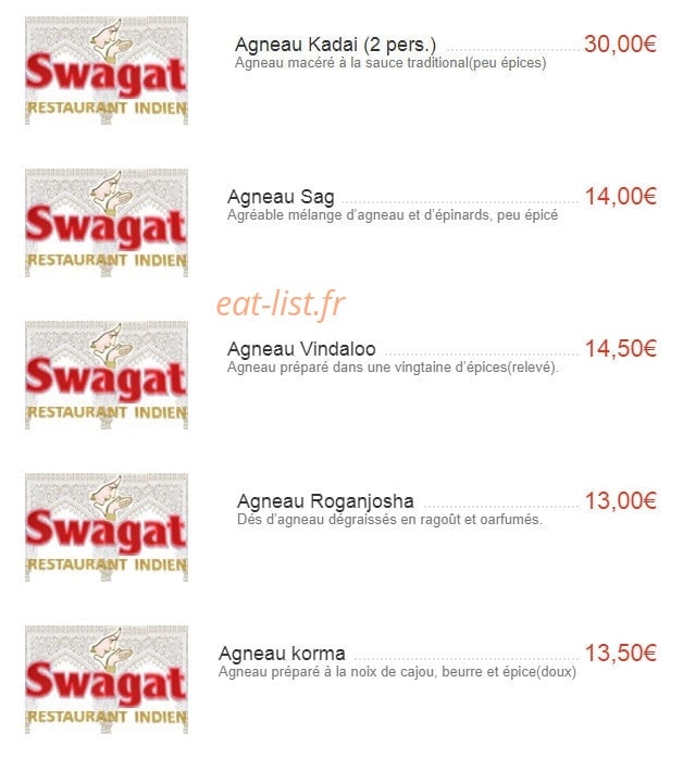 Swagat — carte page 14