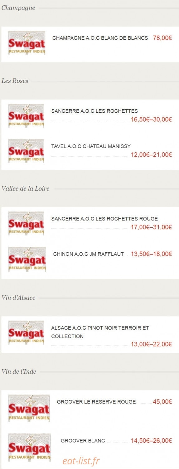 Swagat — carte page 19