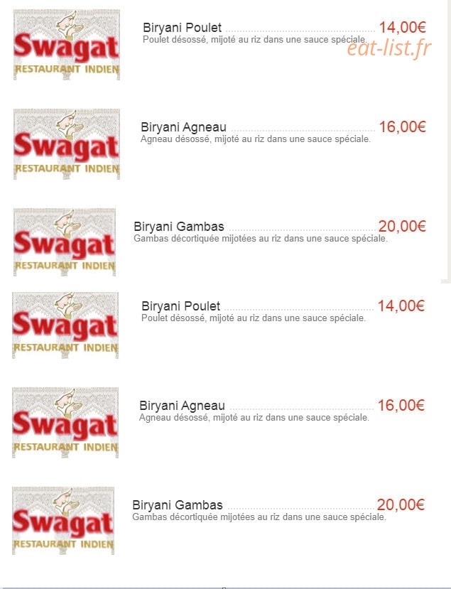 Swagat — carte page 3