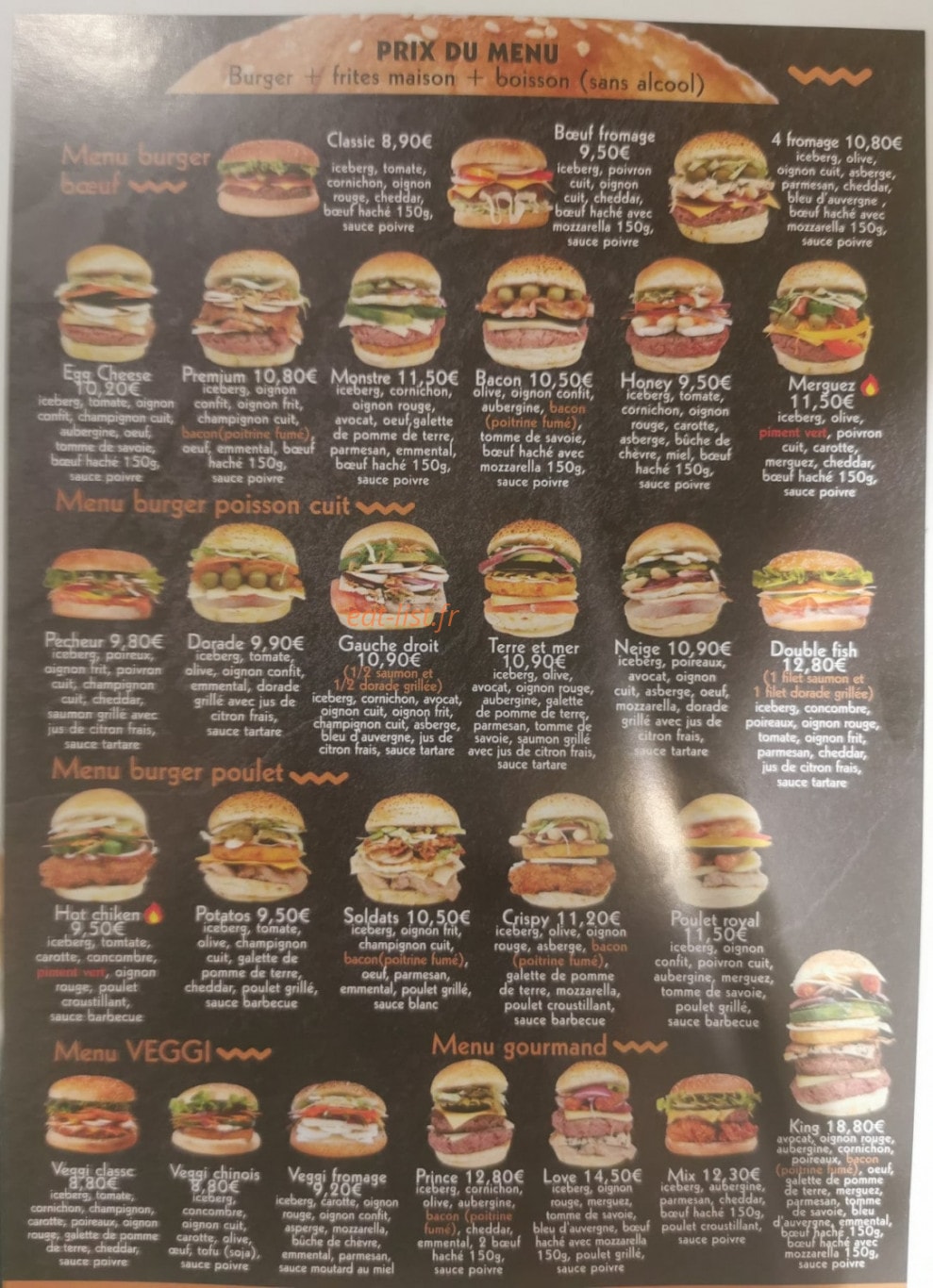 Tasty Burger — carte page 1