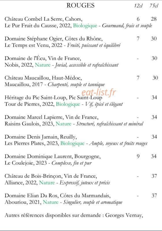 Teillebou Mets & Vins — carte page 5