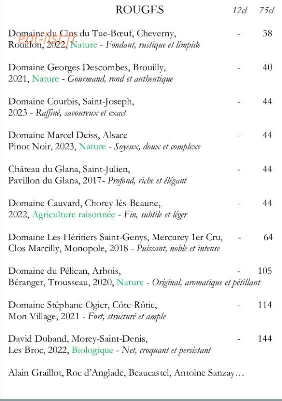 Teillebou Mets & Vins — carte page 6