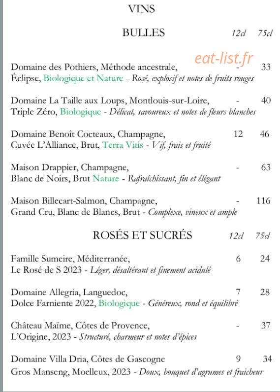 Teillebou Mets & Vins — carte page 2