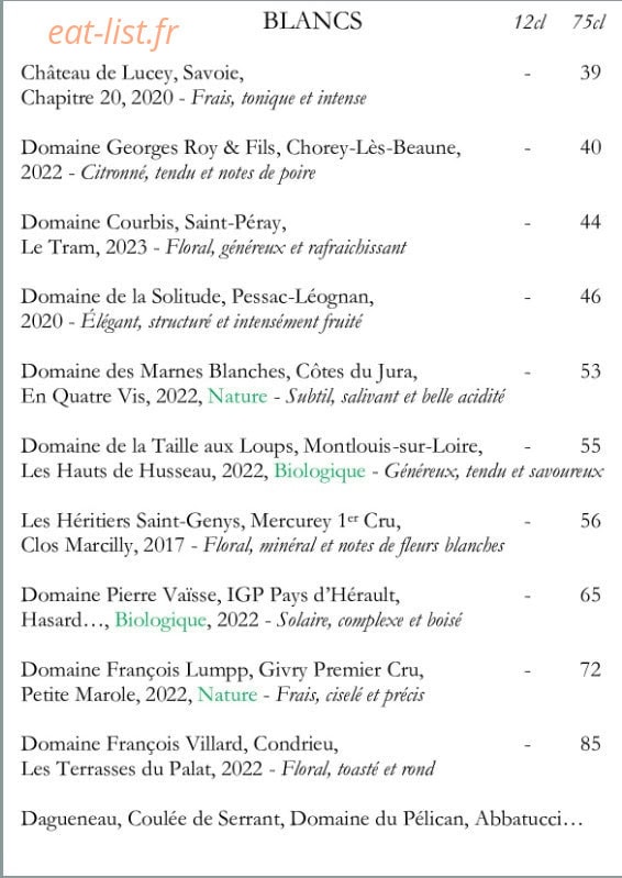 Teillebou Mets & Vins — carte page 4