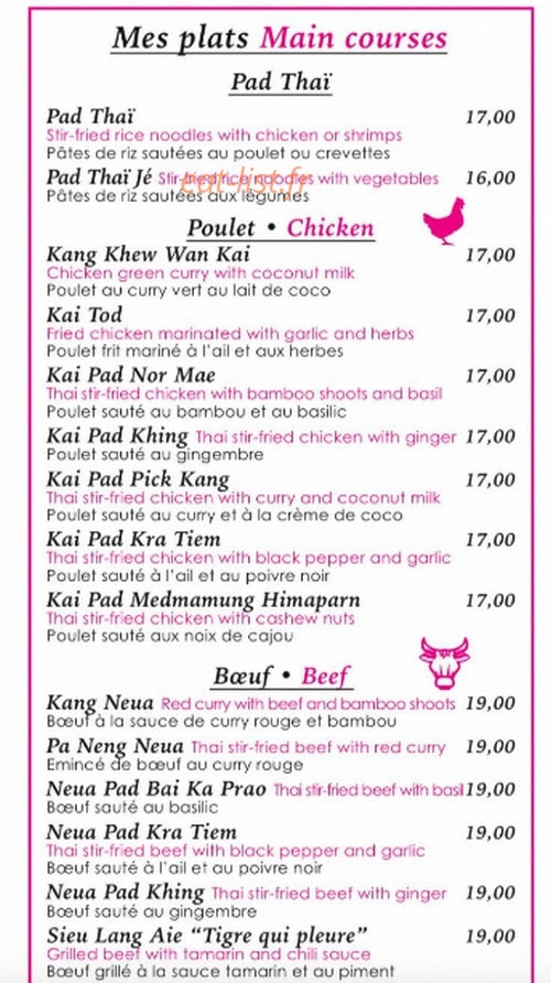Thaï Thaï — carte page 2
