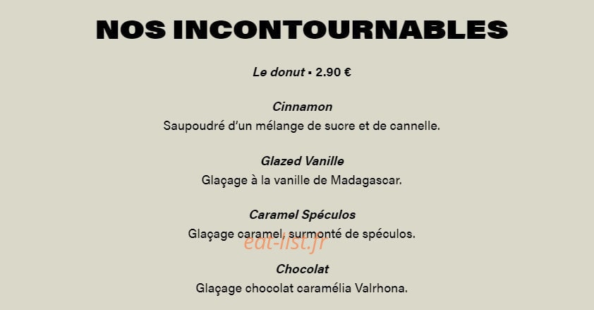 The French Donuts — carte page 1