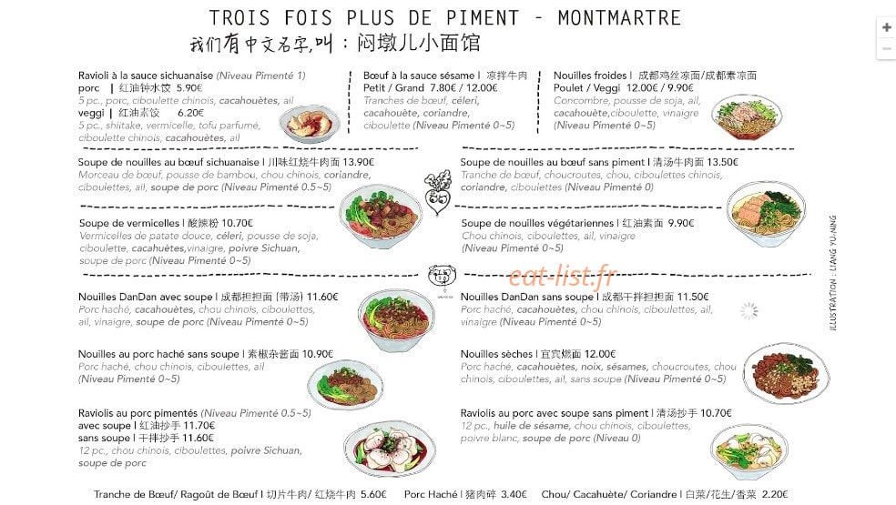 Trois Fois Plus de Piment — carte page 1