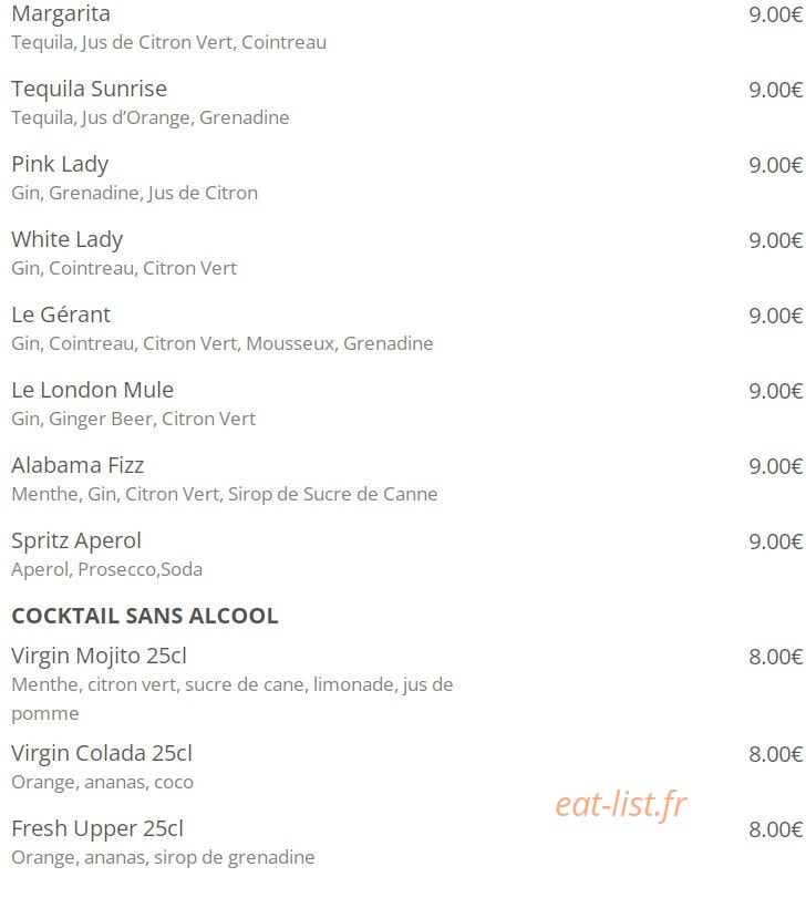 Upper Café — carte page 9
