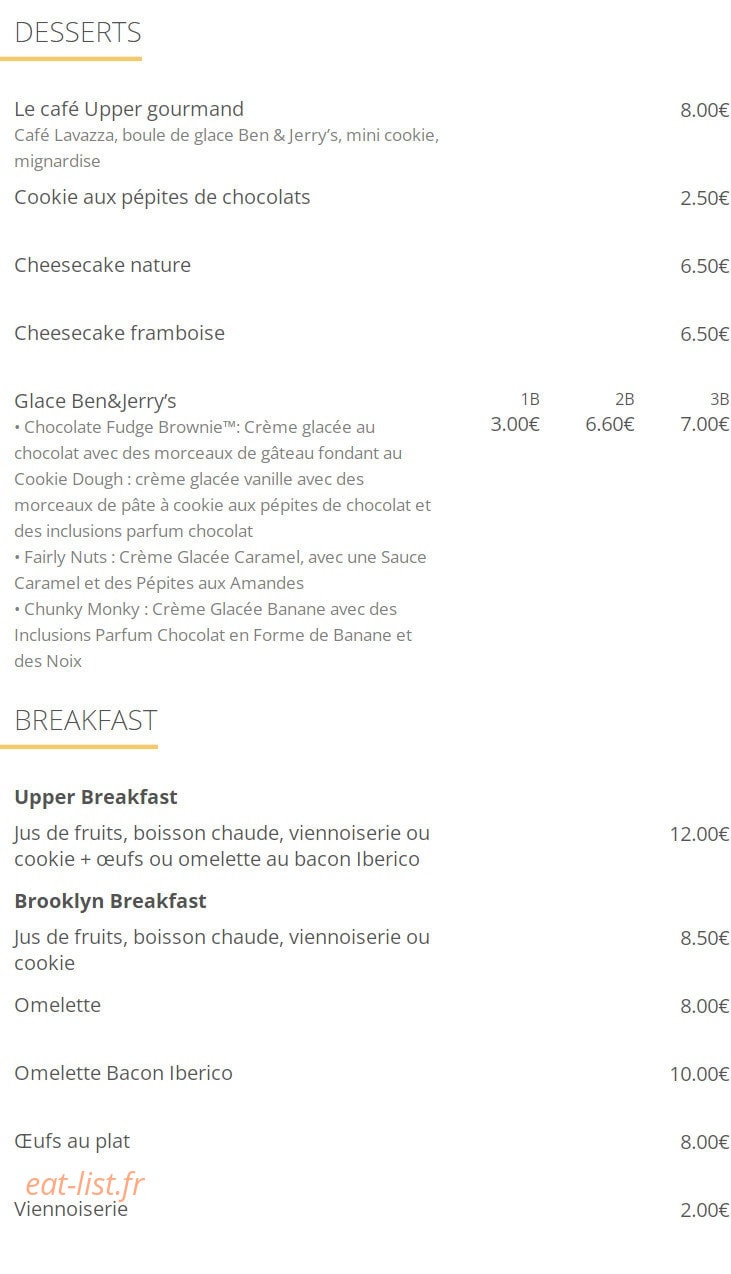 Upper Café — carte page 4