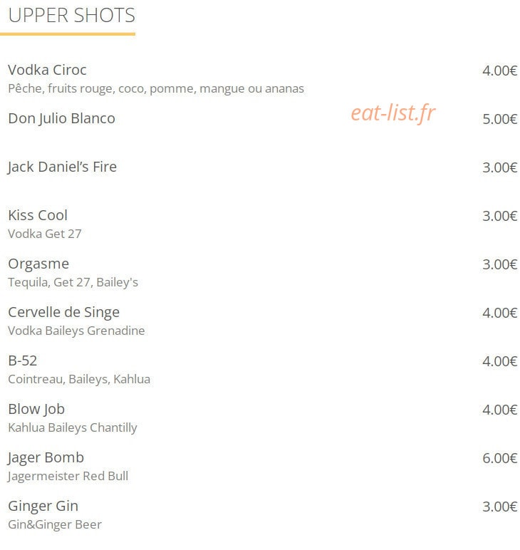 Upper Café — carte page 12