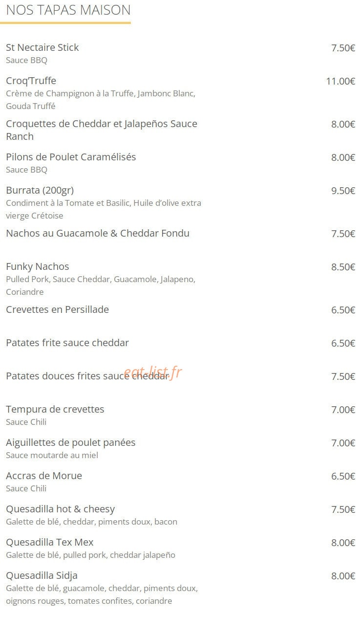 Upper Café — carte page 1