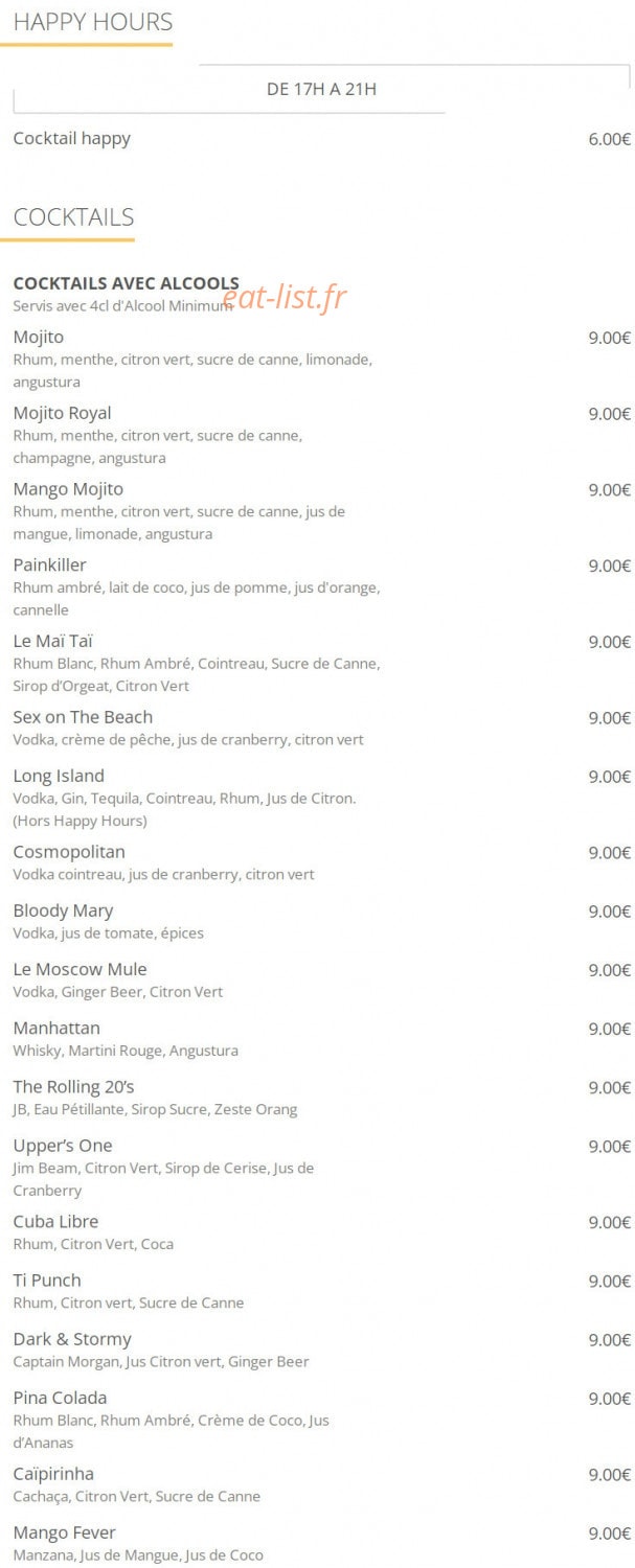 Upper Café — carte page 8