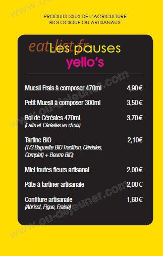 Yello's Urban Wellness food — carte page 5