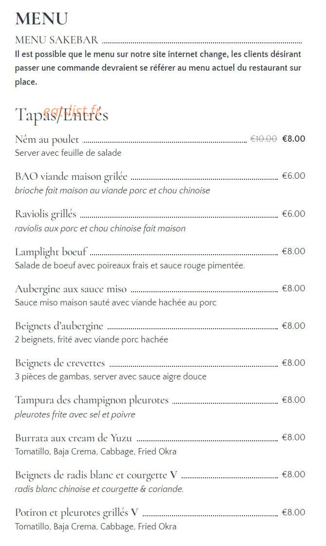 Yum Sakebar — carte page 1