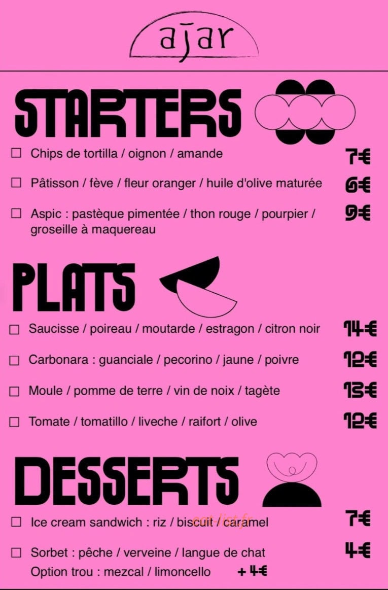 ajar — carte page 1