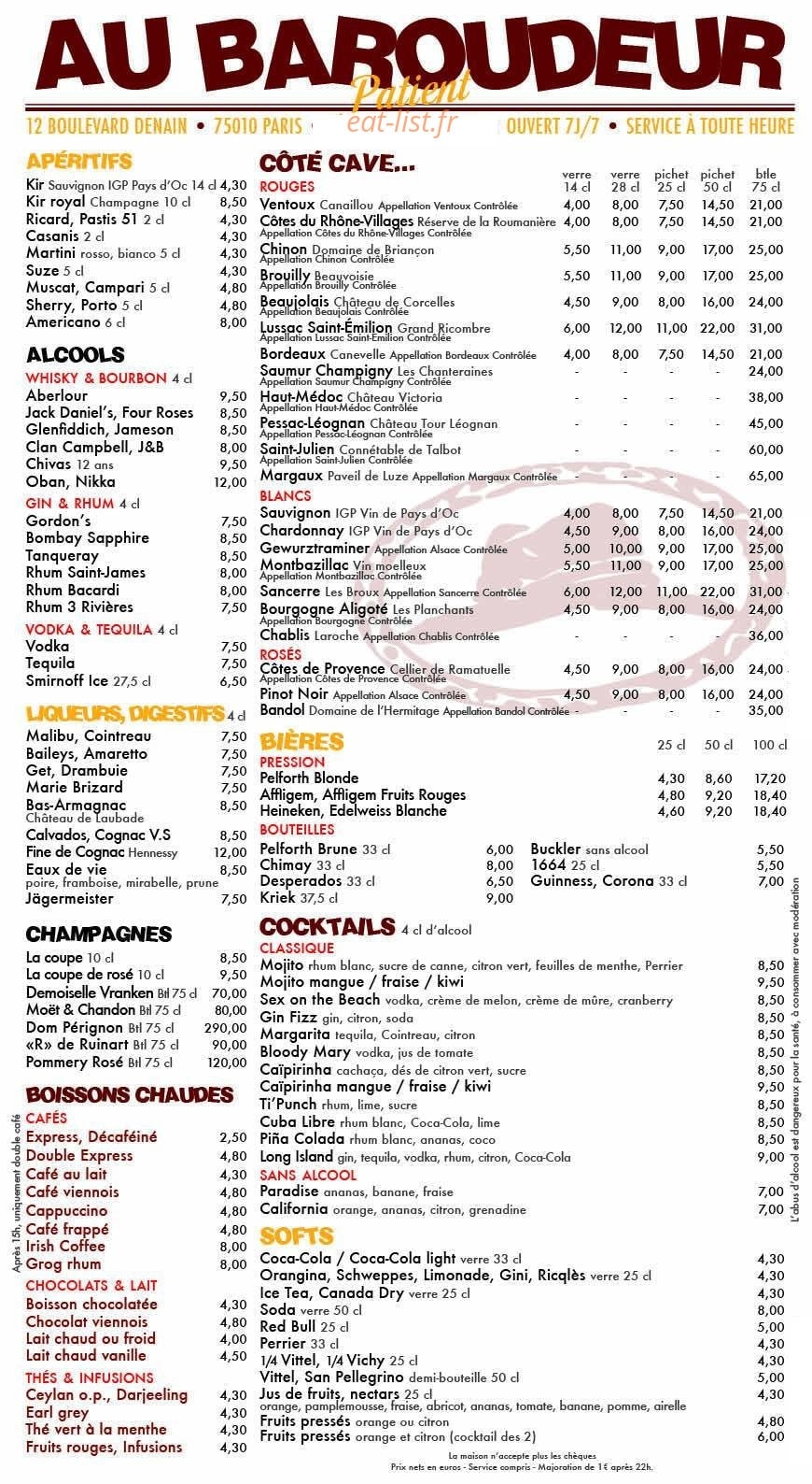 Au Baroudeur Patient — carte page 2
