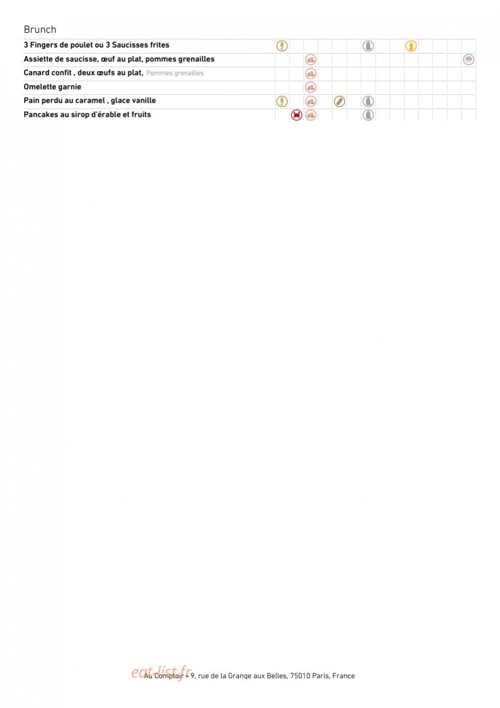 Au Comptoir — carte page 3