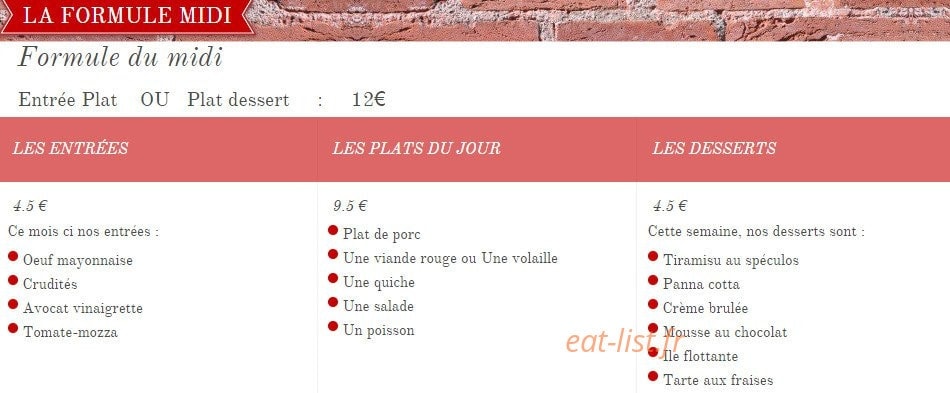 Au Fil du Vin — carte page 1
