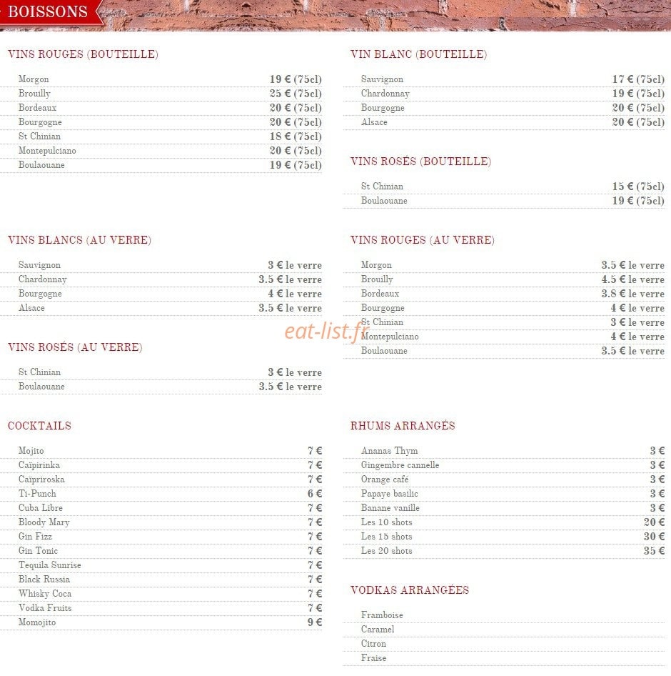 Au Fil du Vin — carte page 4