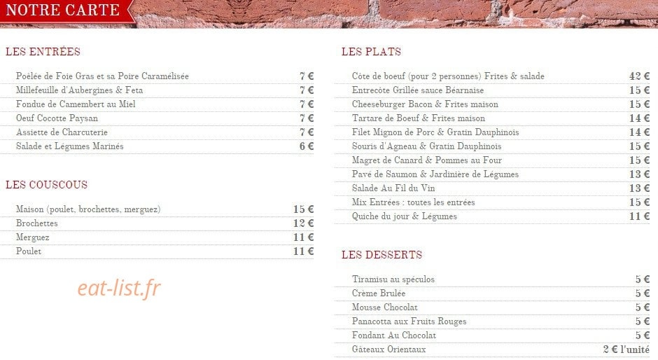 Au Fil du Vin — carte page 3