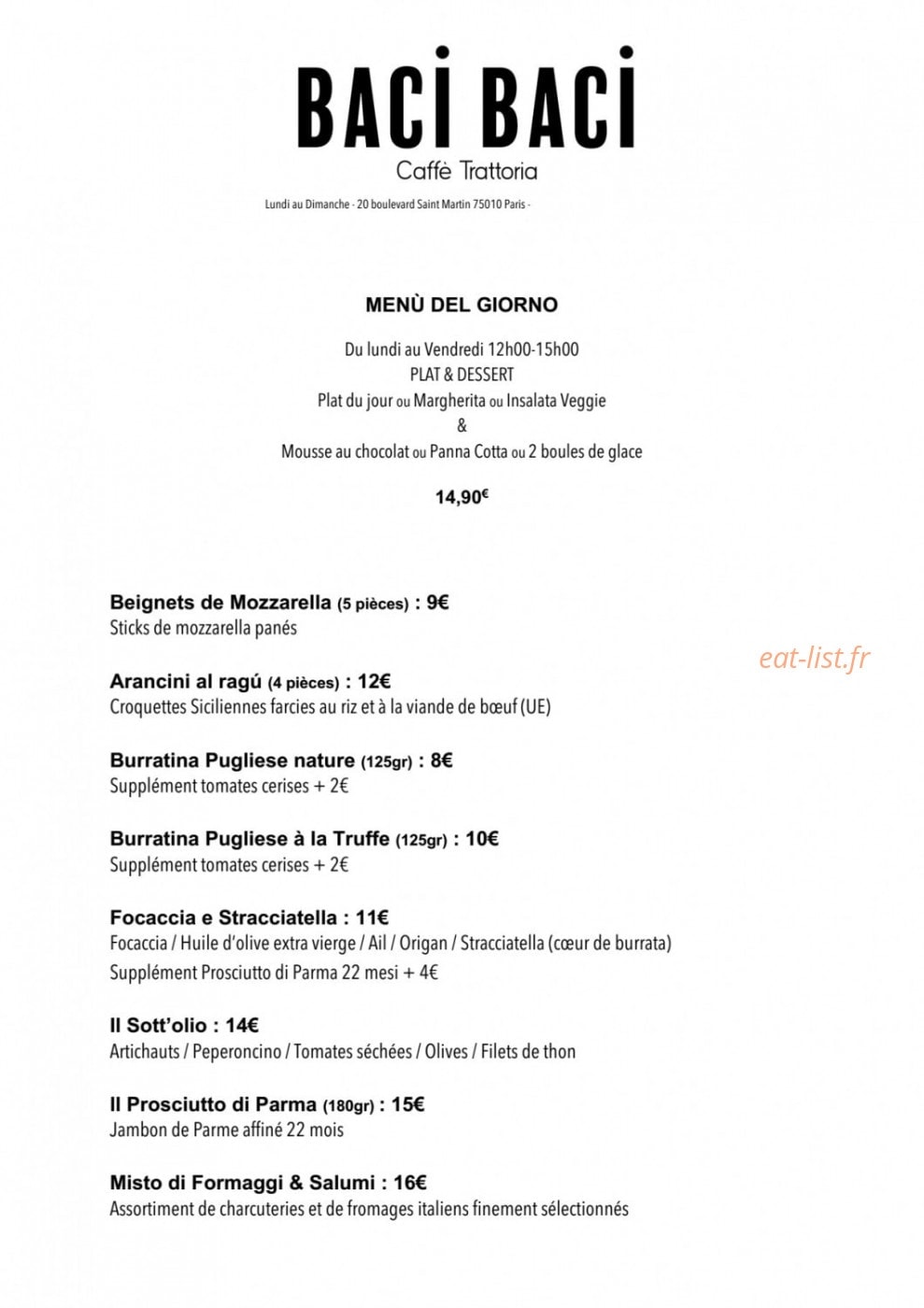 Baci Baci — carte page 1