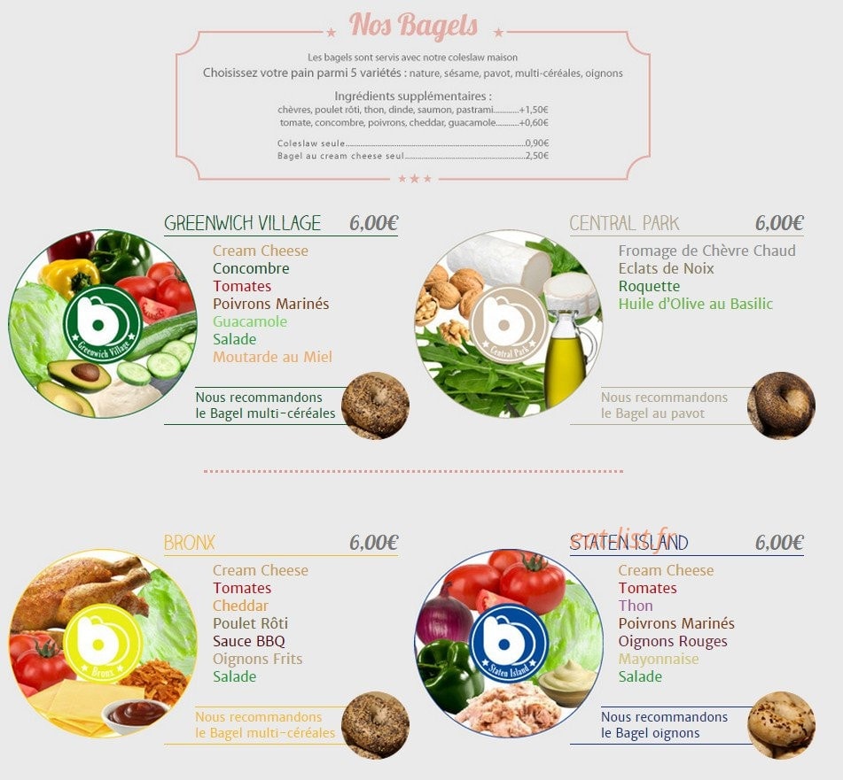 Bagel Bagels — carte page 1