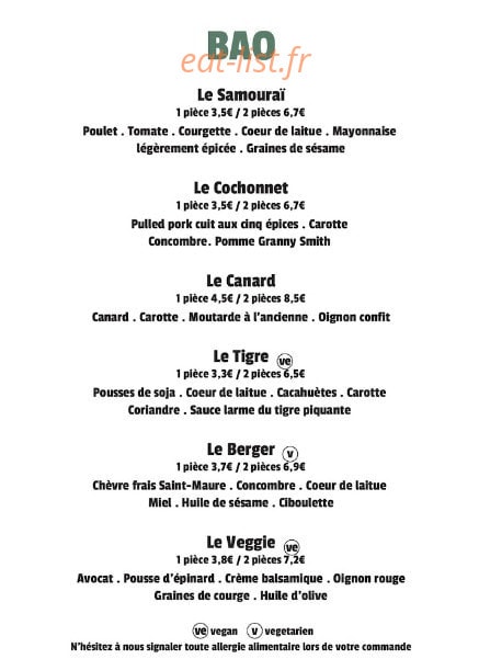 Bao's — carte page 1