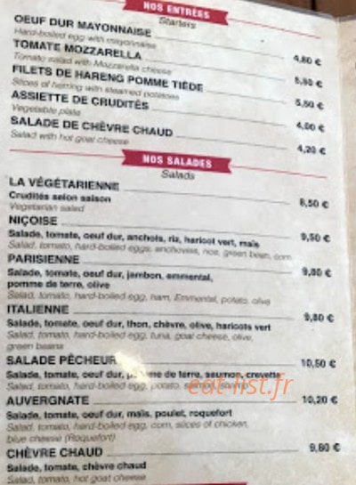 Bistro Lafayette — carte page 1