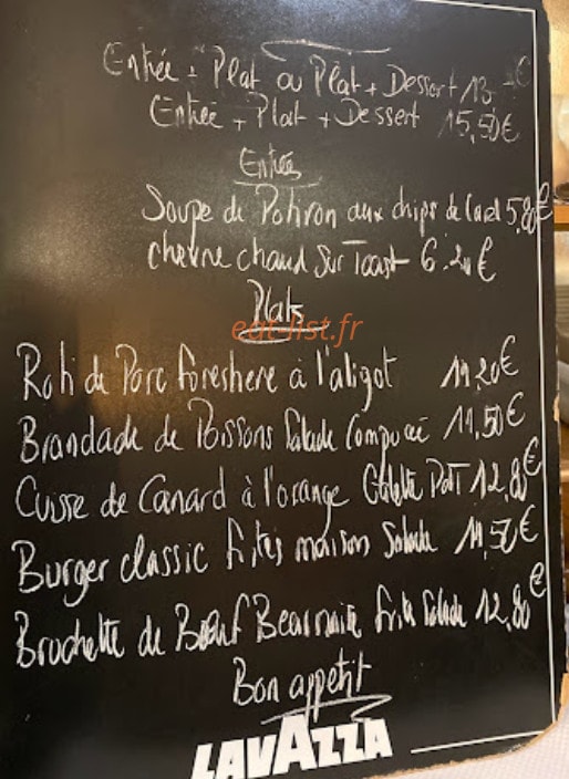 Bistrot du Canal — carte page 1