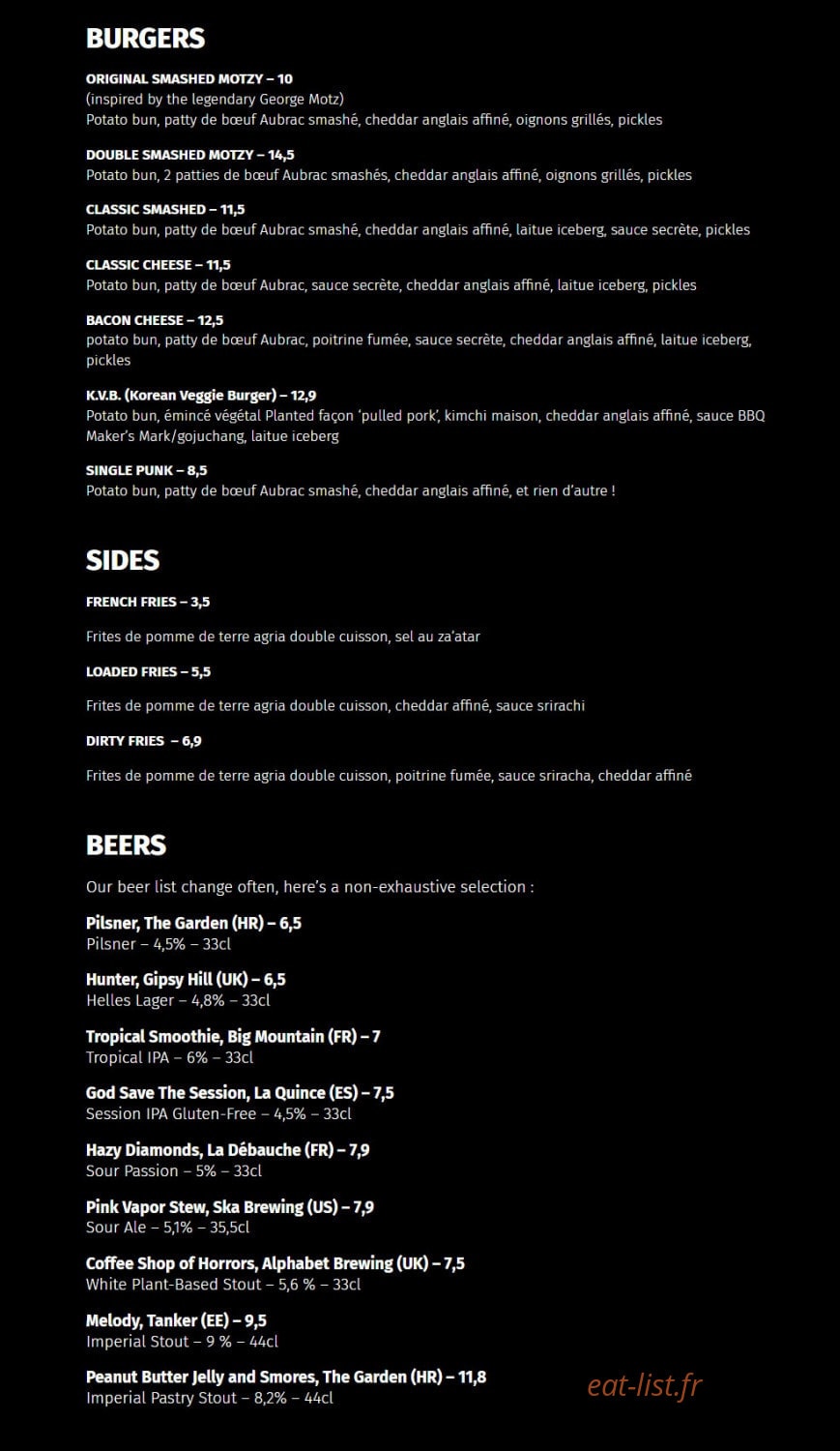 Blossom Burgers — carte page 1