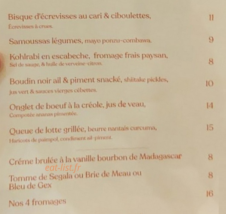 Boucan Cantine — carte page 1