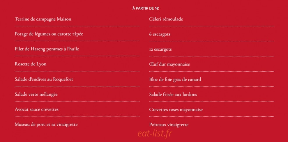 Bouillon Chartier — carte page 1