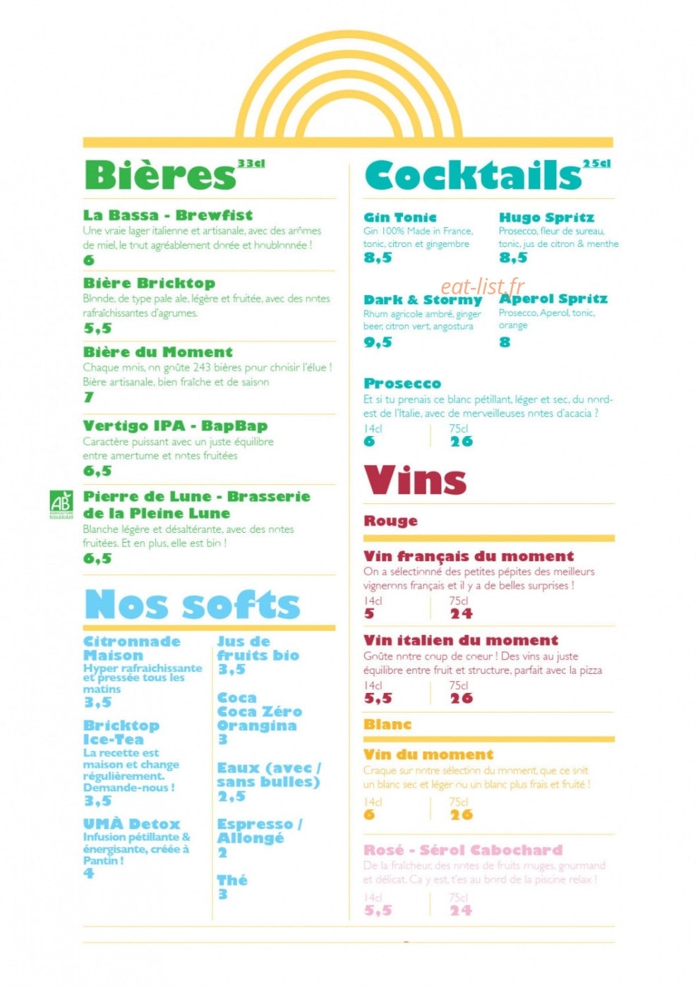 Bricktop Pizza — carte page 2