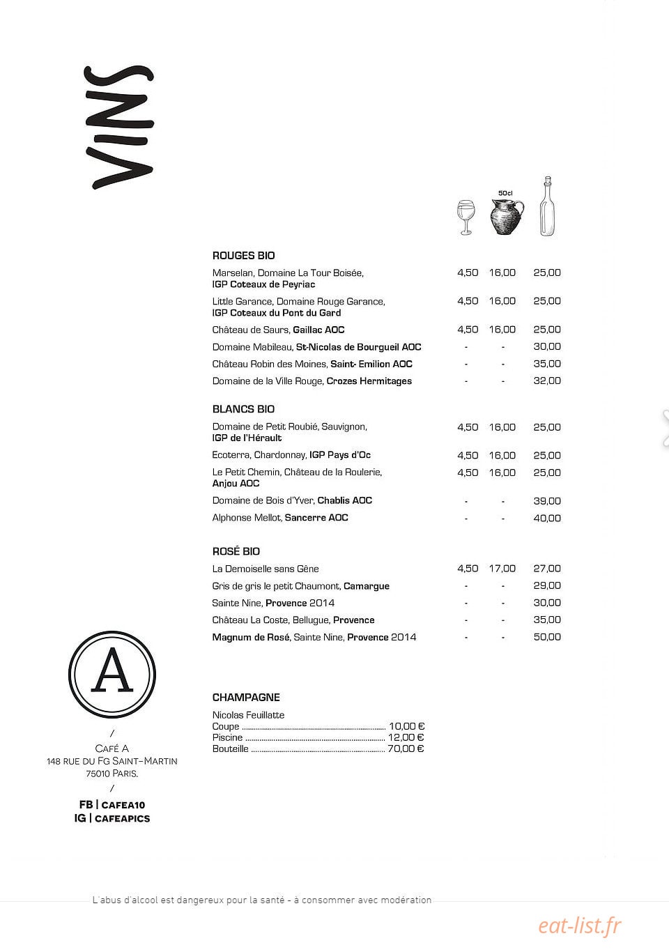 Café A — carte page 4