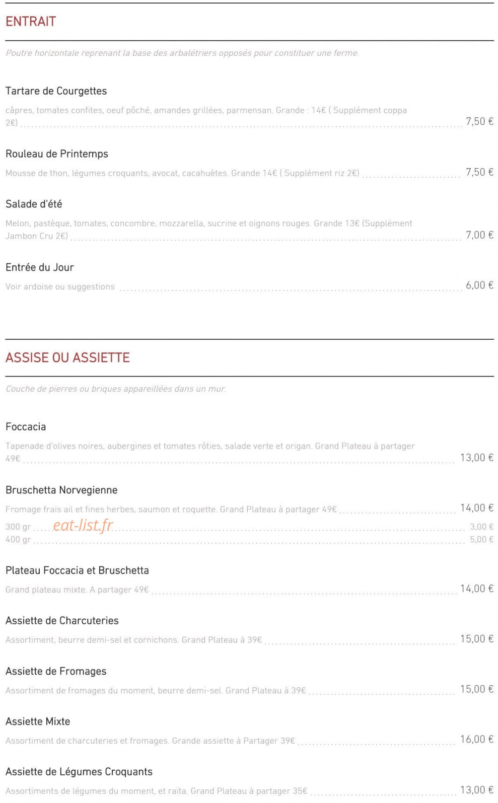 Café A — carte page 1