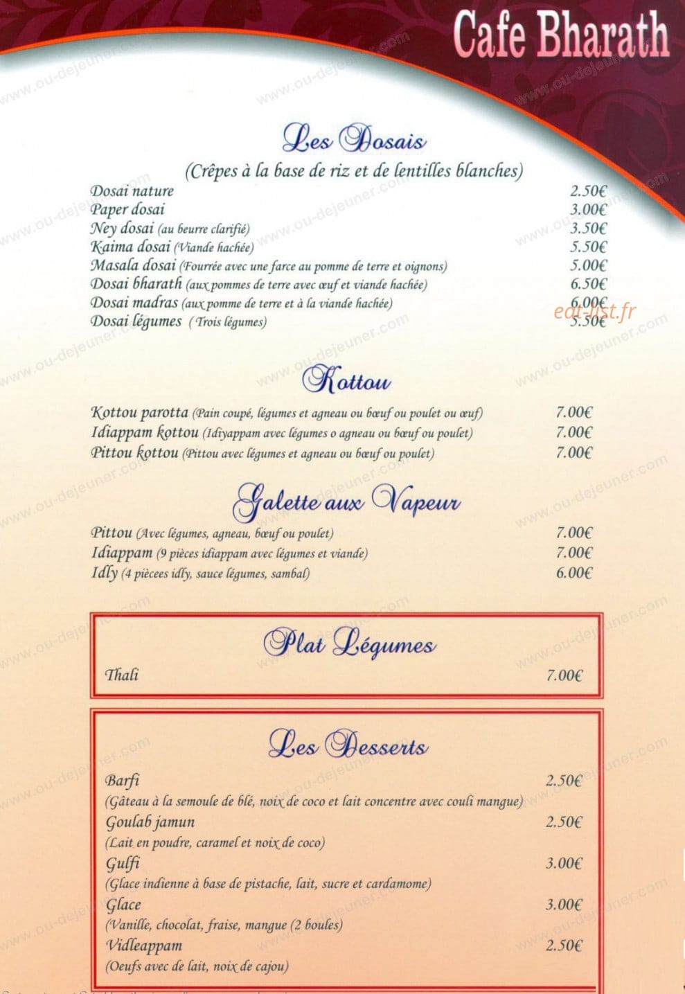 Cafe bharath — carte page 5