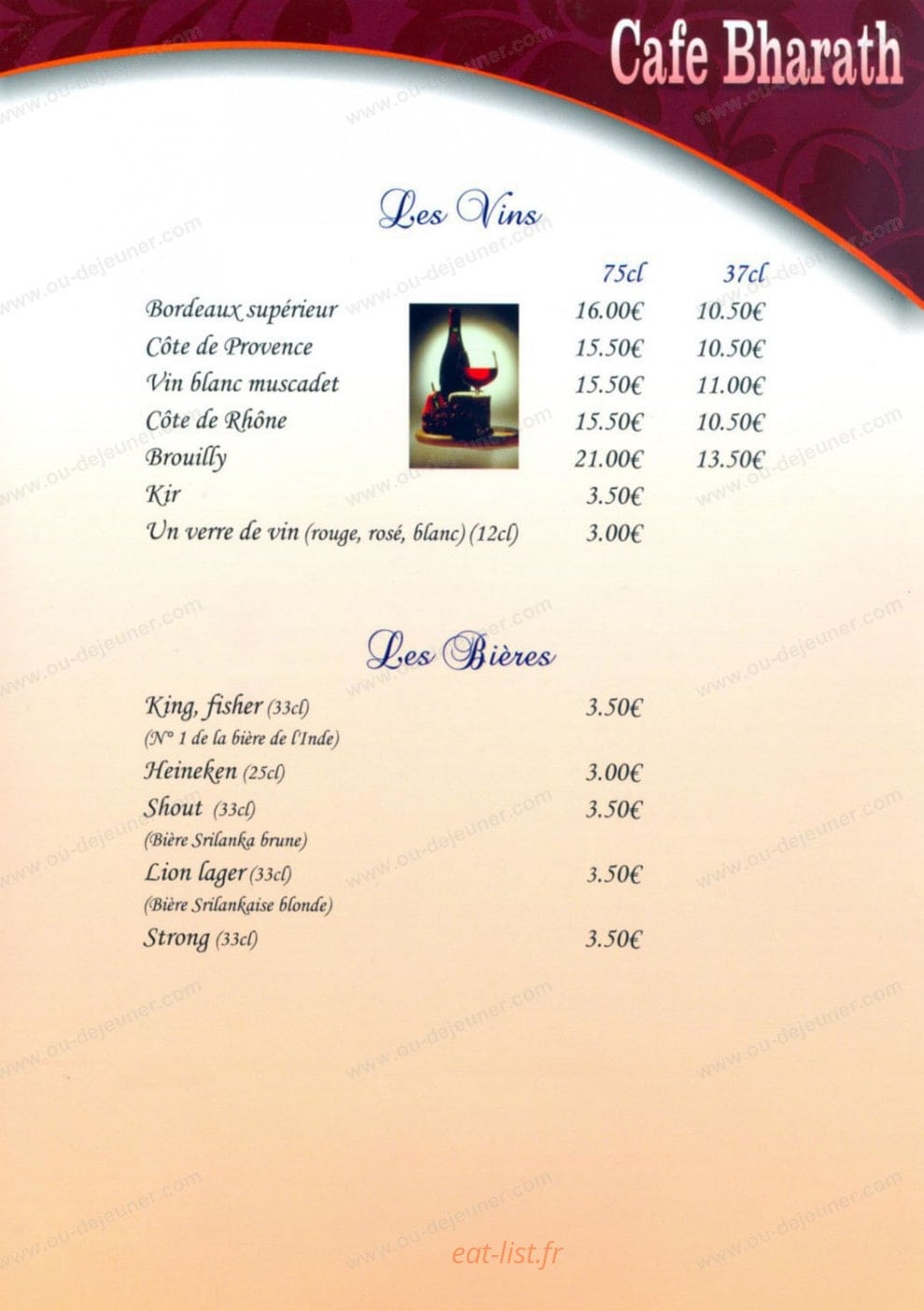 Cafe bharath — carte page 3