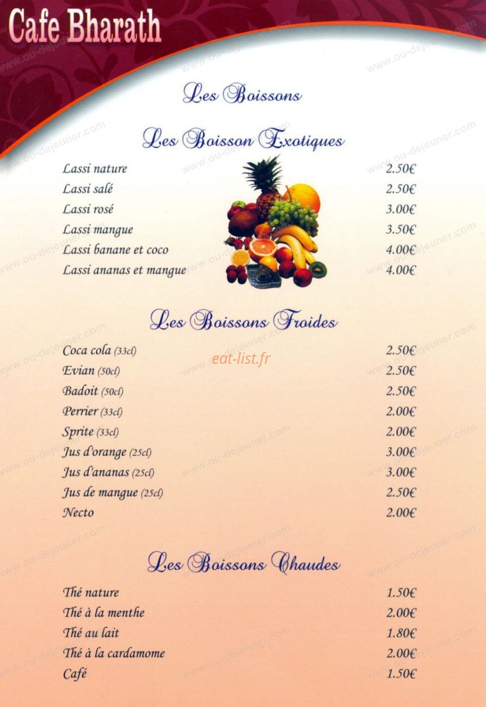 Cafe bharath — carte page 4