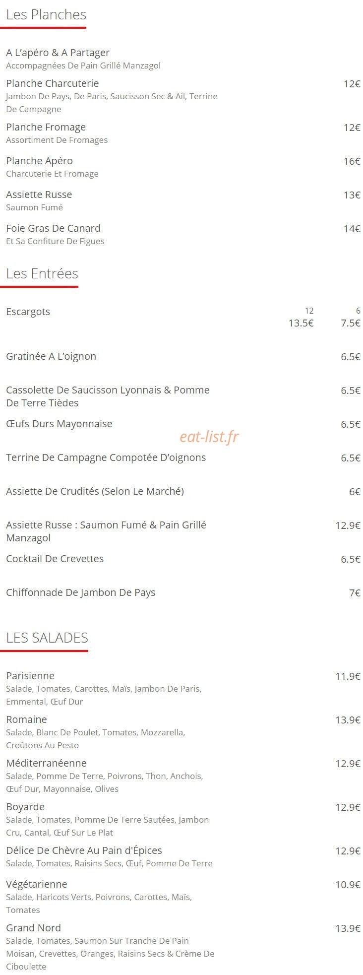 Café du Nord — carte page 3