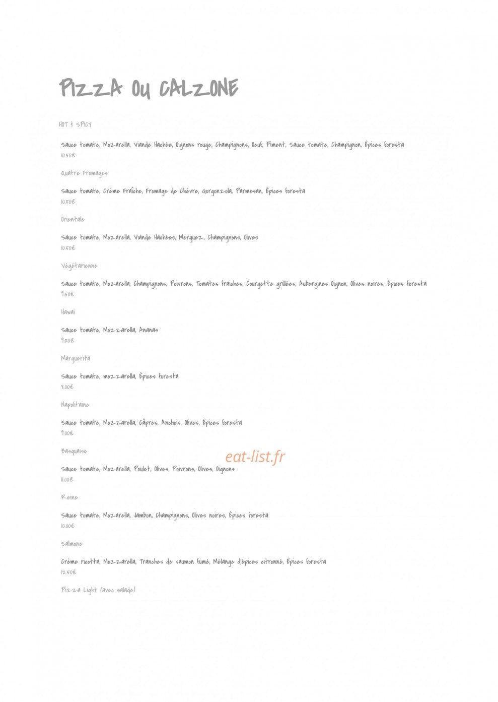 Café Foresta — carte page 5